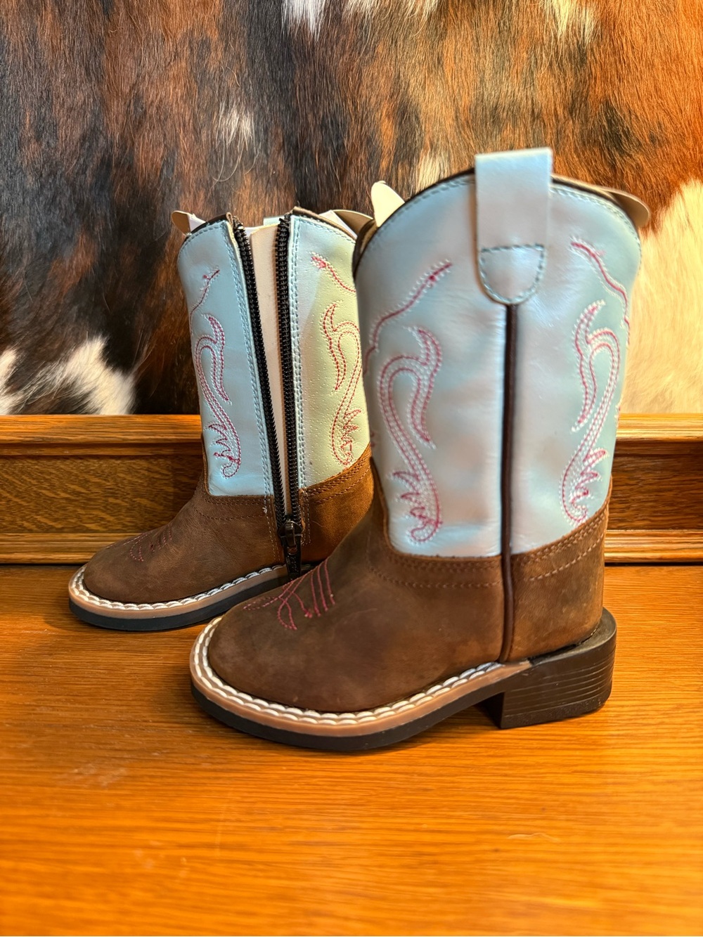 Old West Toddler Girls’ Western Turquoise & Pink Boots - Size 4 - NEW IN BOX - Picture 2 of 6